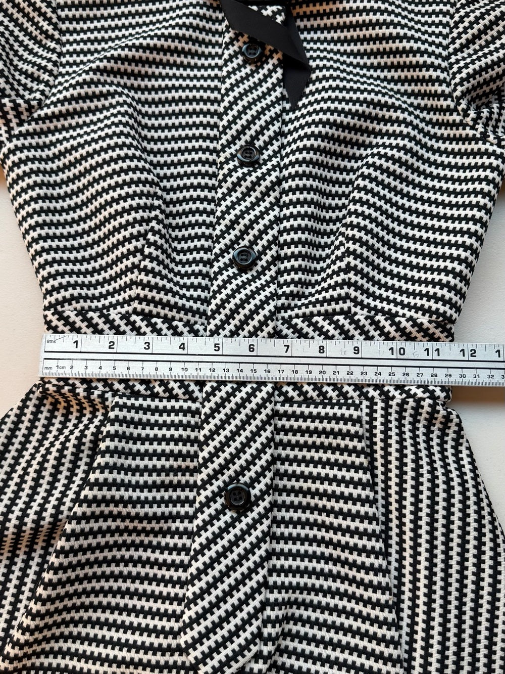 VINTAGE Jane Andre Classic Black and White Houndstooth Fit-and-Flare Dress XXS