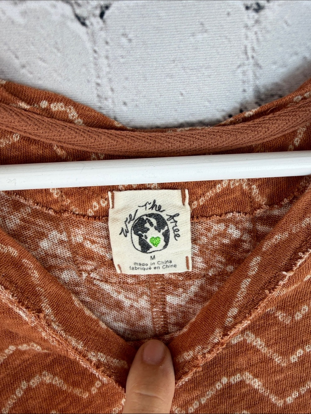 WE THE FREE Bali Backpacker Knit Tee Burnt Orange Chevron Oversized M