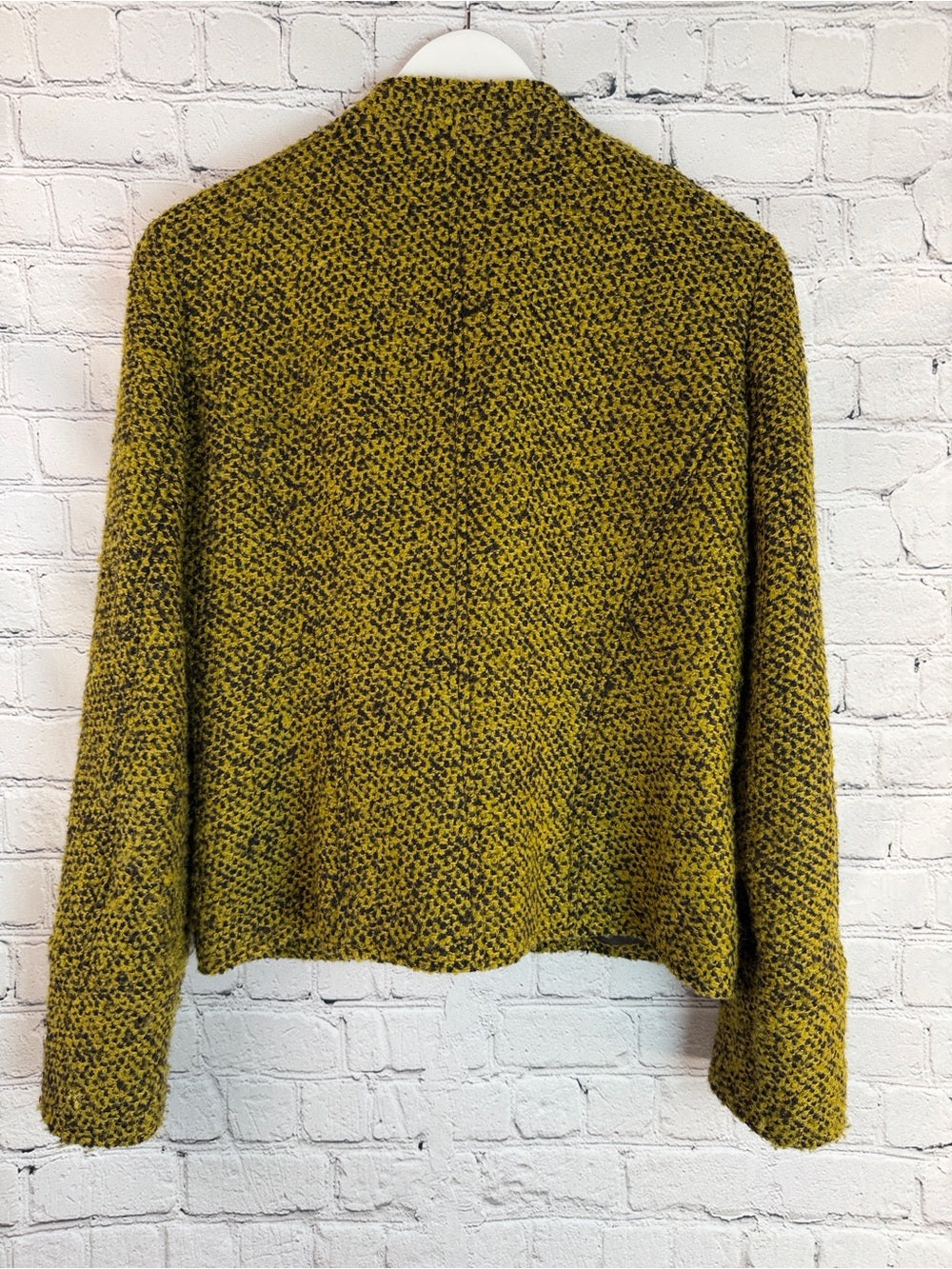 MICHAEL KORS Olive Green Boucle Tweed Jacket Gold Buttons Military