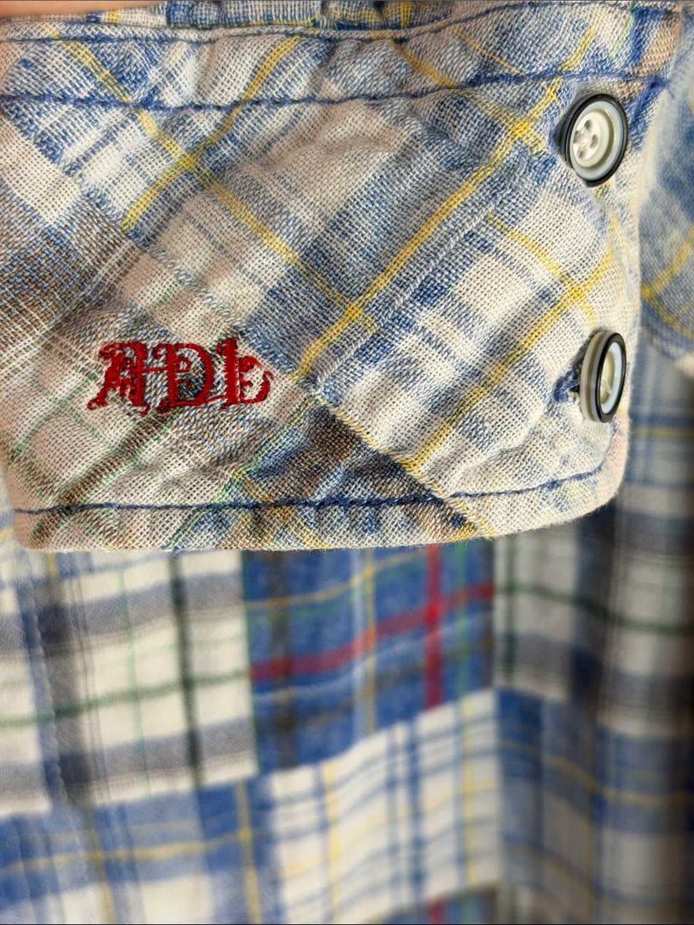 ARTISAN DE LUXE Patchwork Plaid Flannel Button Down Shirt Mens Small ADL
