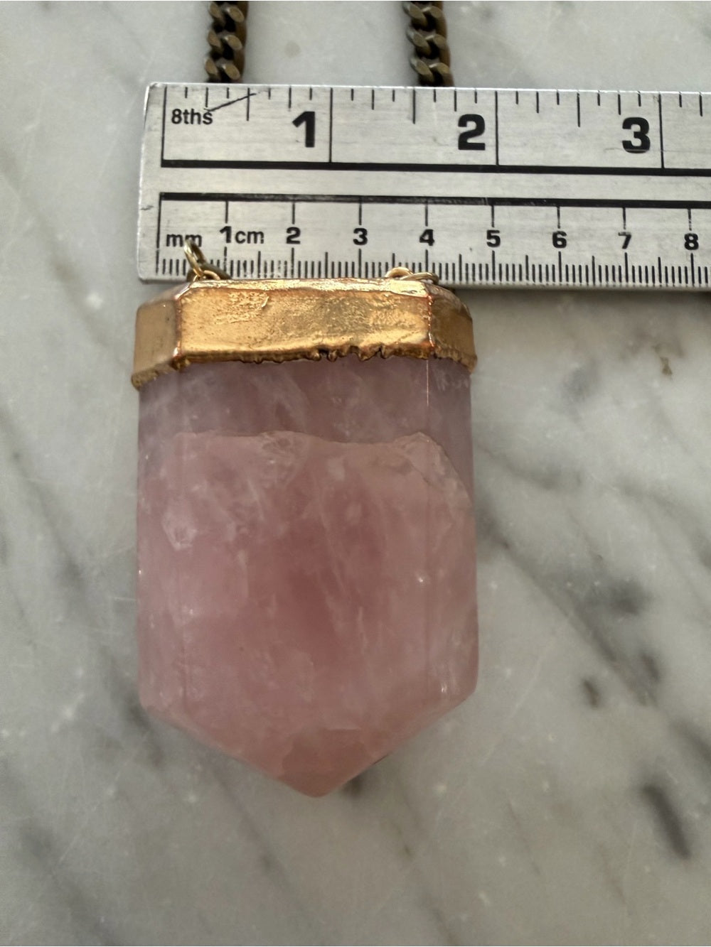 BCP Huge Rose Quartz Pendant Statement Necklace Chunky Chain