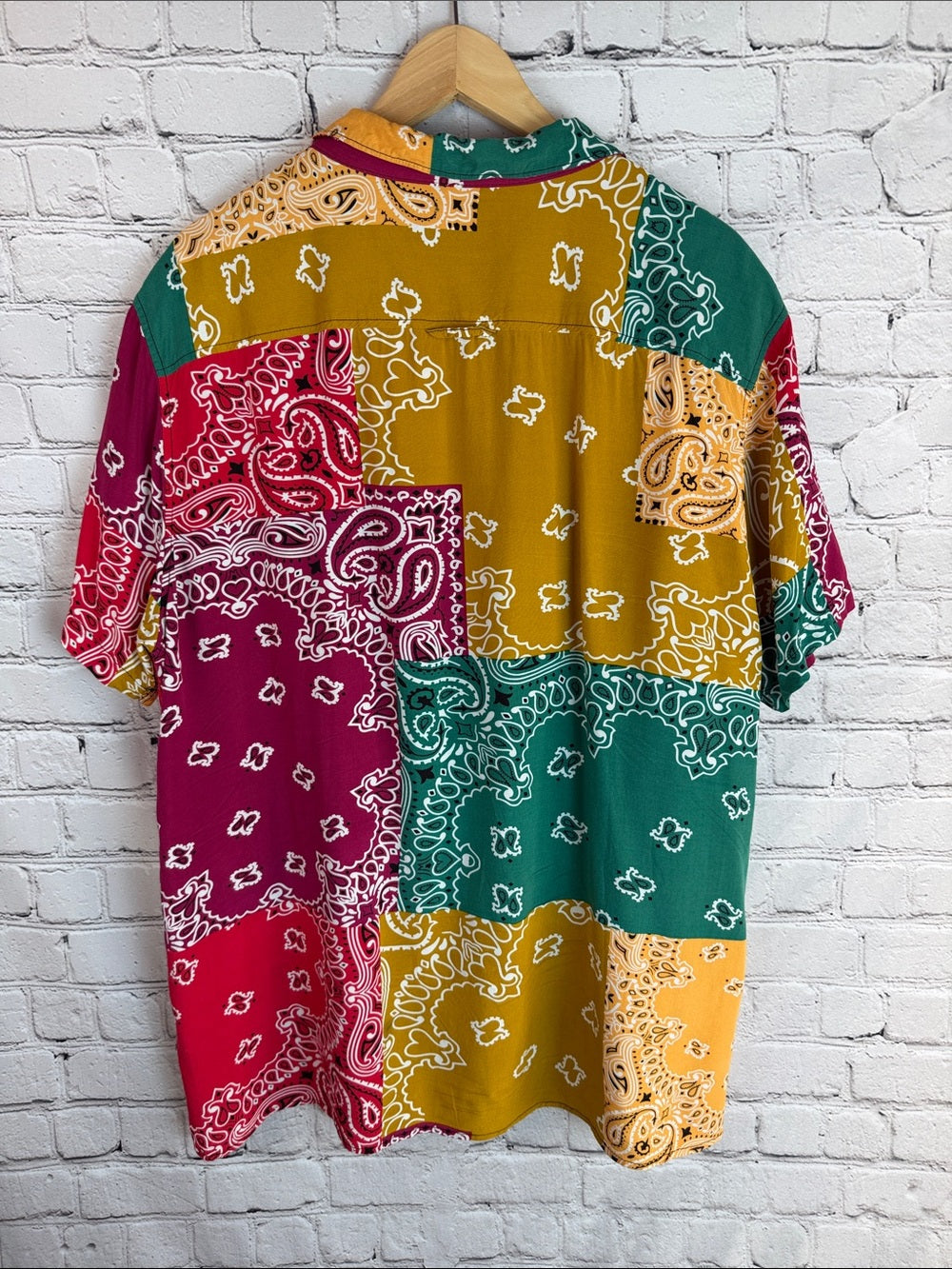 SUN + STONE Colorblock Bandana Print Short Sleeve Shirt - Multi