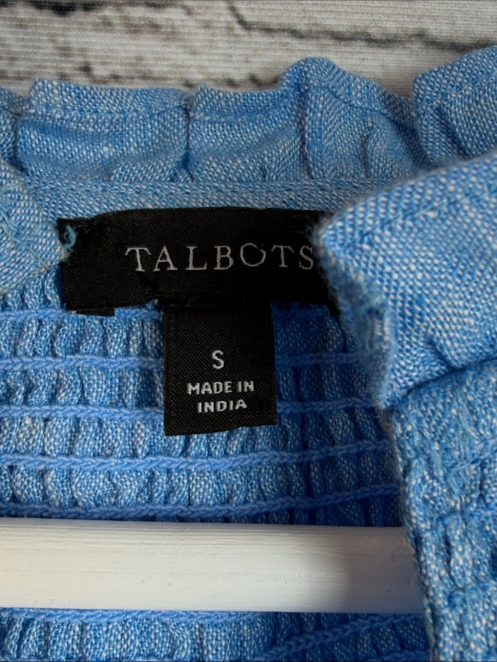 TALBOTS Smocked Yoke Short Sleeve Top - Light Blue
