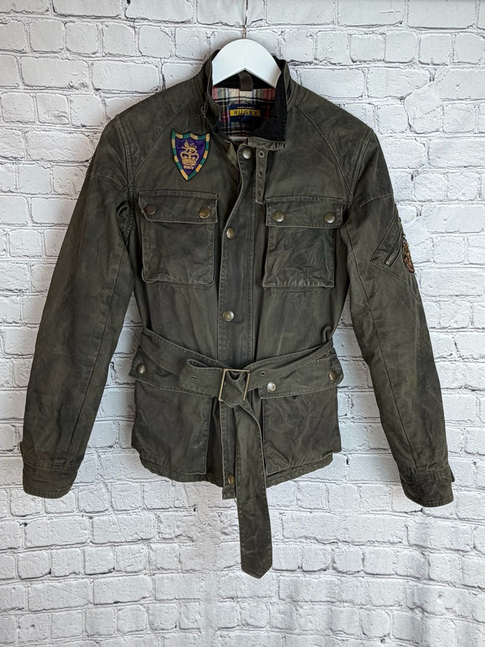 RALPH LAUREN RUGBY Olive Green Military Field Jacket with Belt S