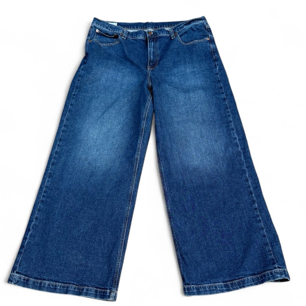 GAP Stride High Rise Wide Leg Jeans Dark Wash Denim 35x30