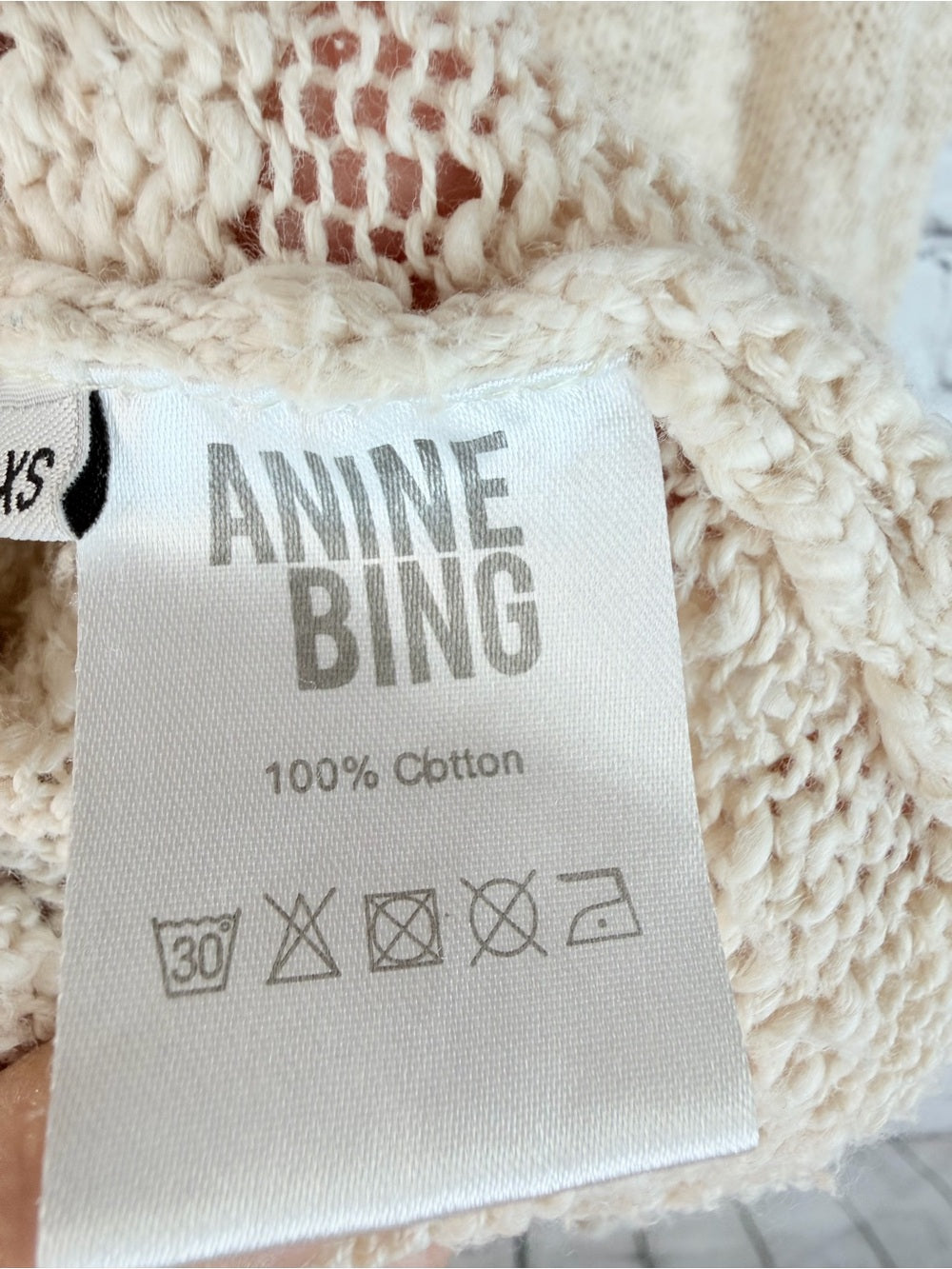 ANINE BING Cream Knit Tank Top Scoop Neck Minimalist Sleeveless XS