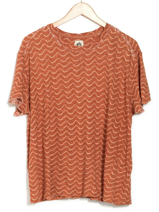 WE THE FREE Bali Backpacker Knit Tee Burnt Orange Chevron Oversized M