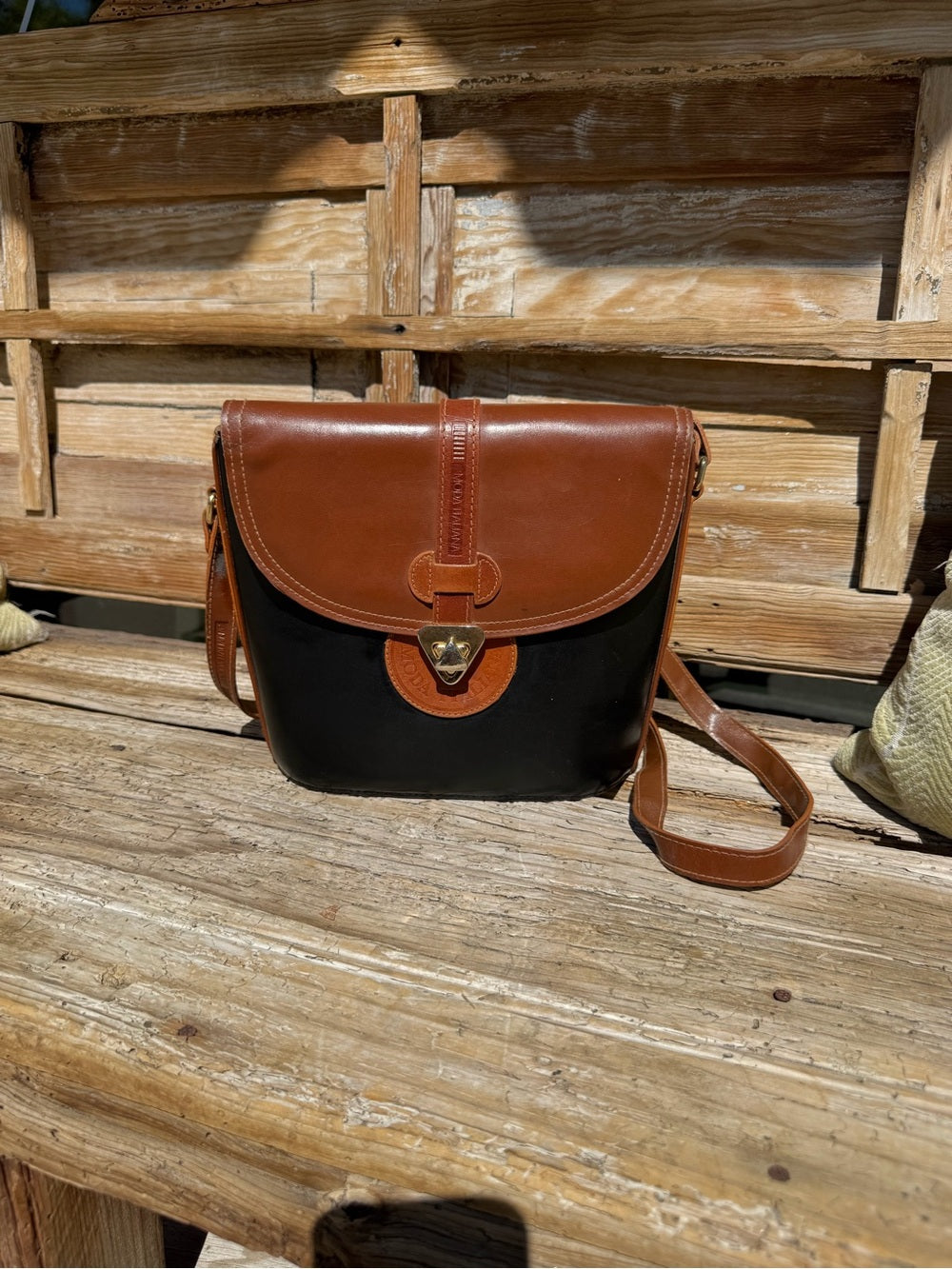 MODA ITALIANA Black & Brown Leather Messenger Bag