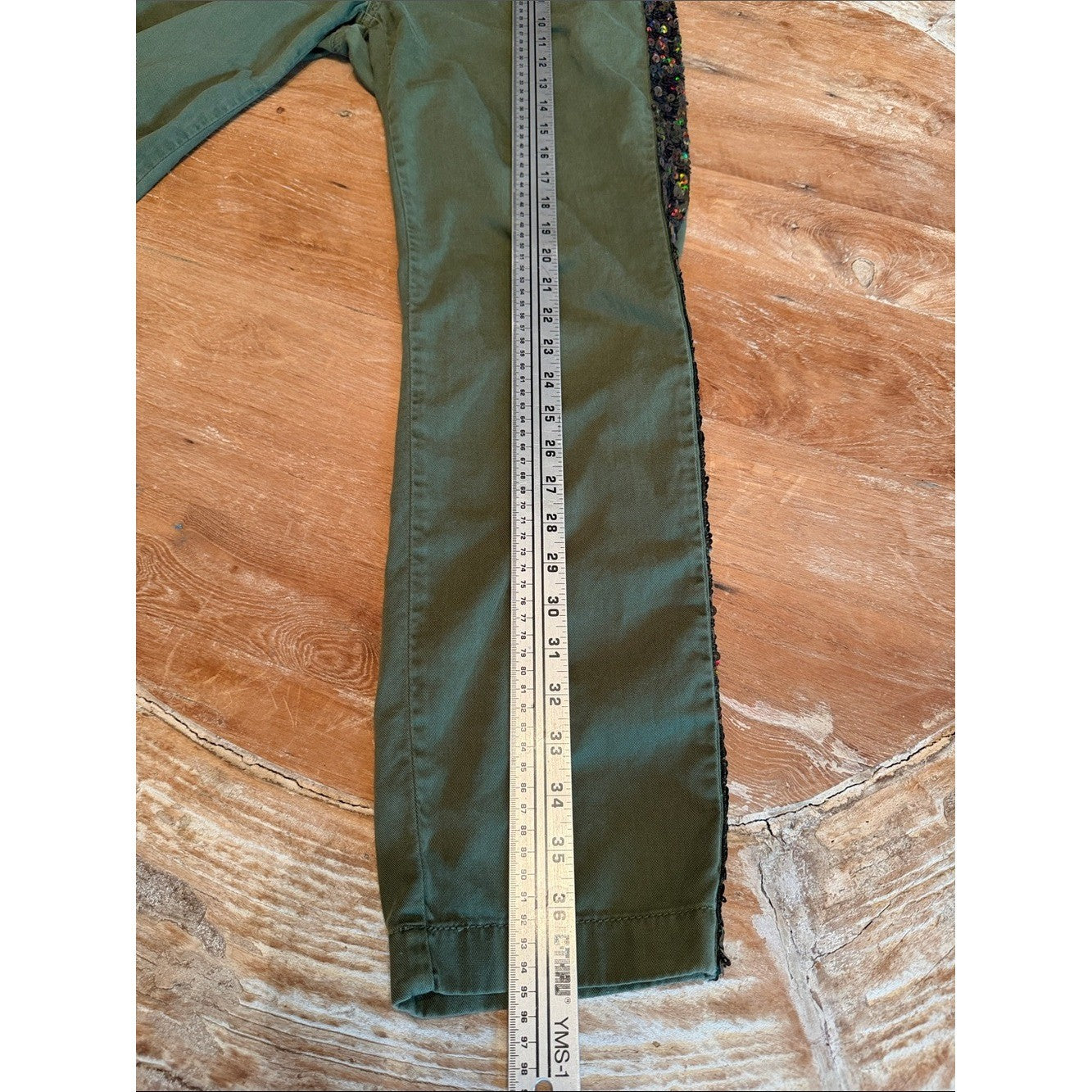 J CREW Sequin Side Stripe Chino Pants Olive Green Straight Leg