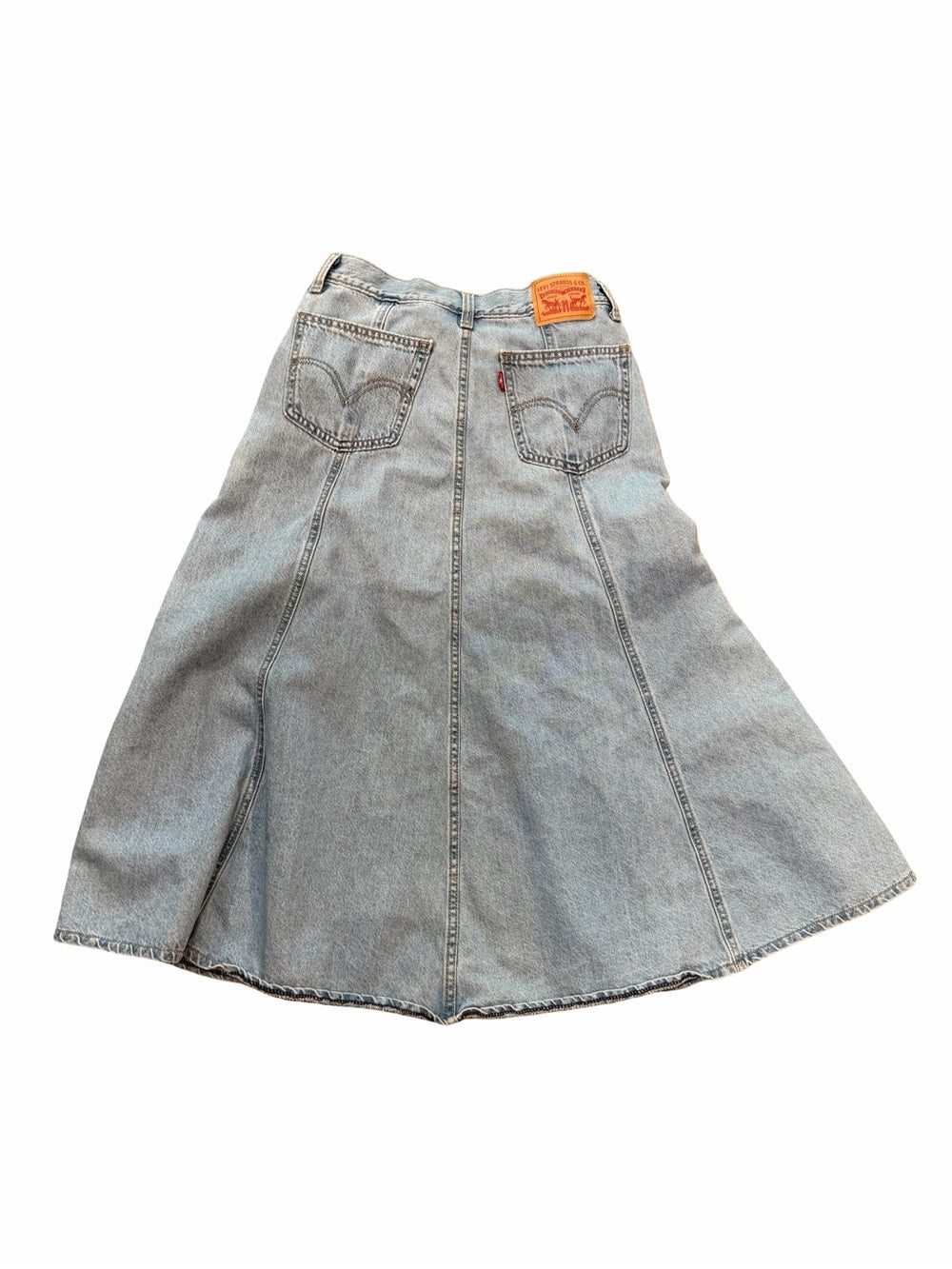 LEVI’S Fit & Flare Denim Skirt Light Blue A Line Paneled Size 27