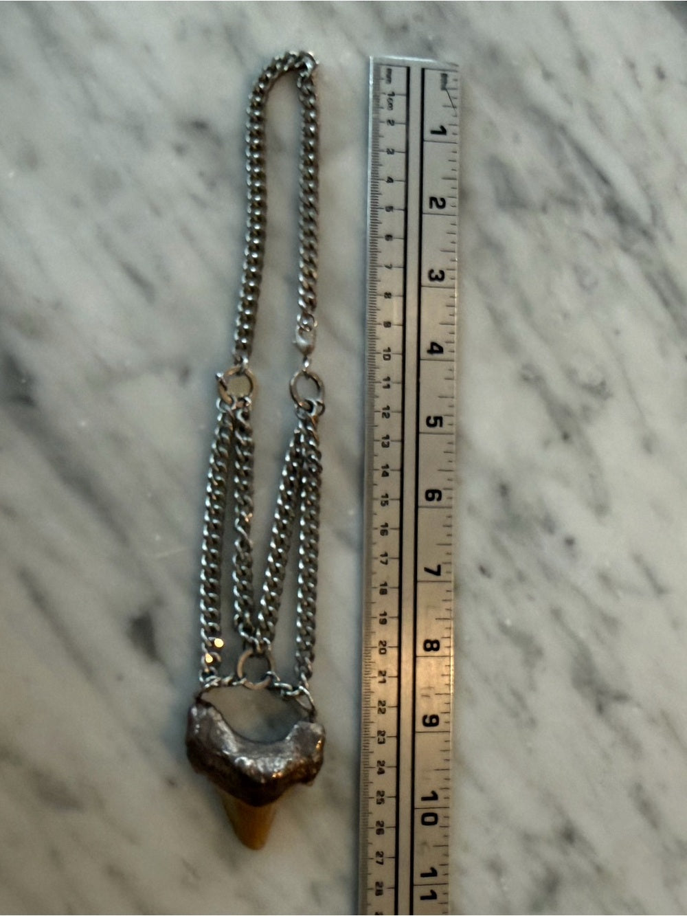 BCP Shark Tooth Statement Necklace Chunky Chain Handmade OOAK Pendant