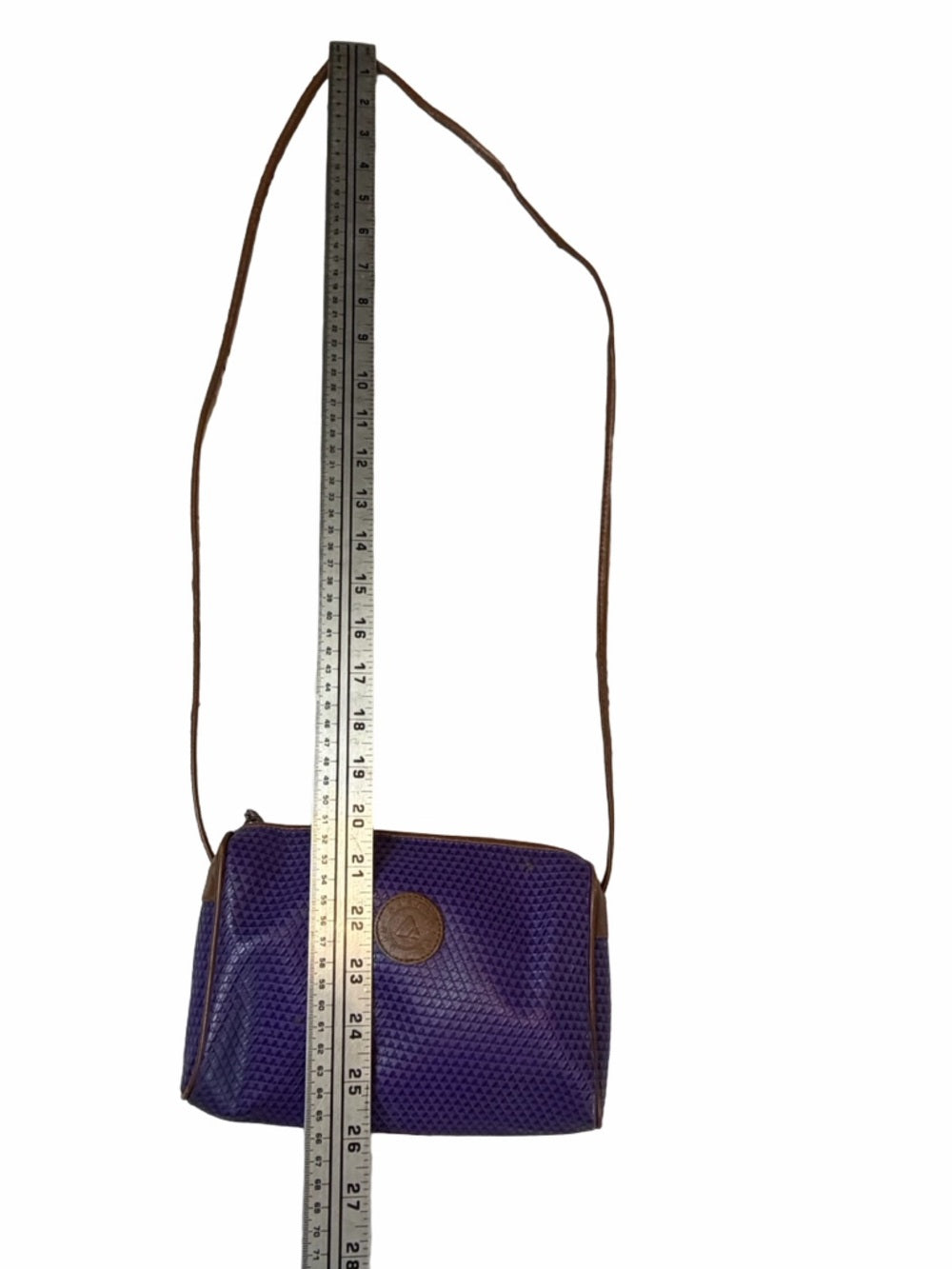 Vintage Liz Claiborne Purple Crossbody Bag Brown Trim 80s Style