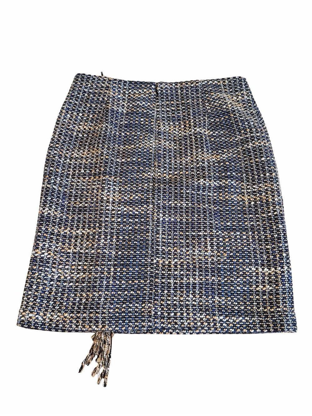 Tweed Fringe Mini Skirt Straight Silhouette FRENCH Inspired Fall 10P