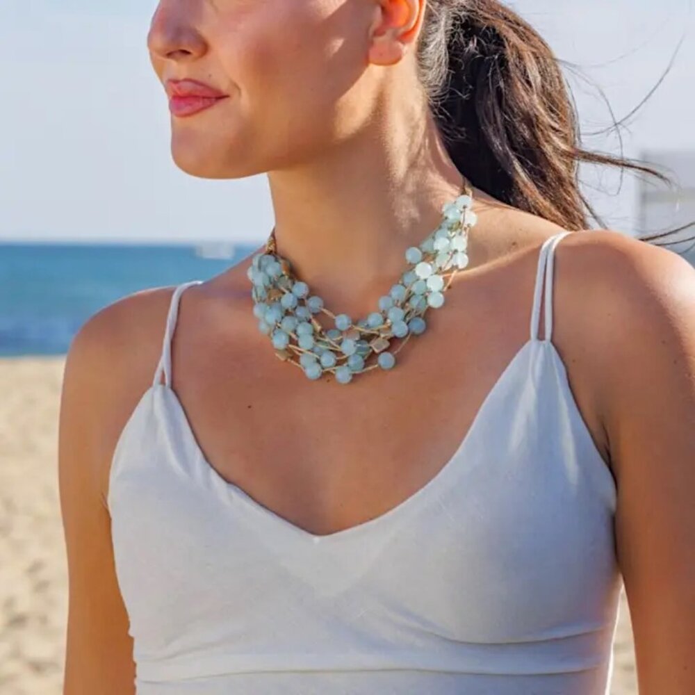 Boho Baby Blue Statement Necklace