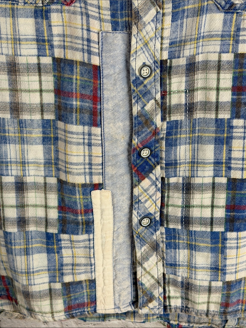 ARTISAN DE LUXE Patchwork Plaid Flannel Button Down Shirt Mens Small ADL