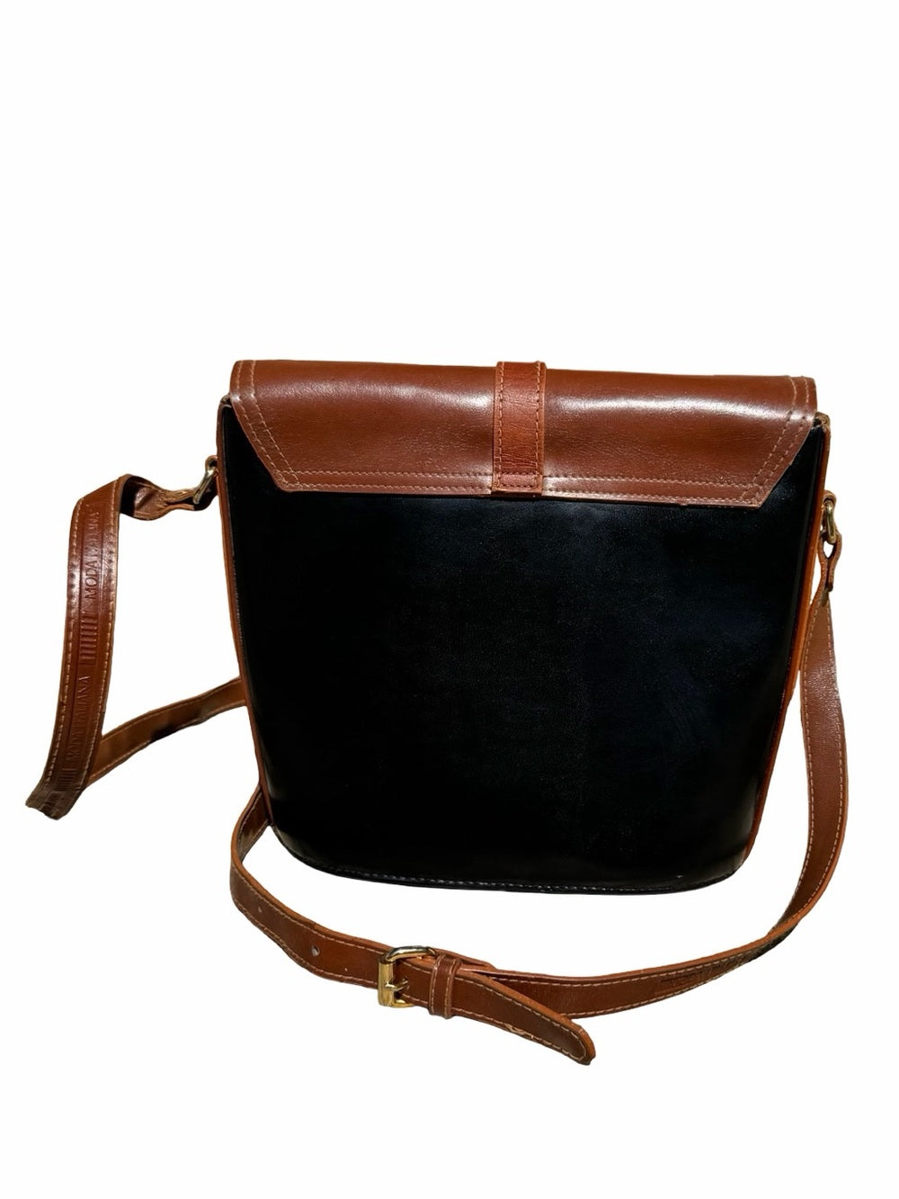 MODA ITALIANA Black & Brown Leather Messenger Bag