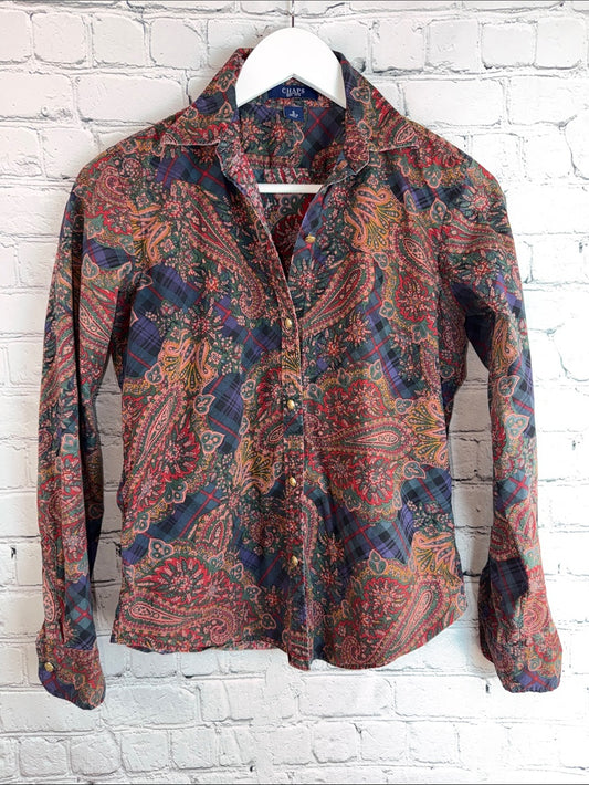 RALPH LAUREN Chaps Multi‑Color Paisley & Tartan Button-Up Shirt S