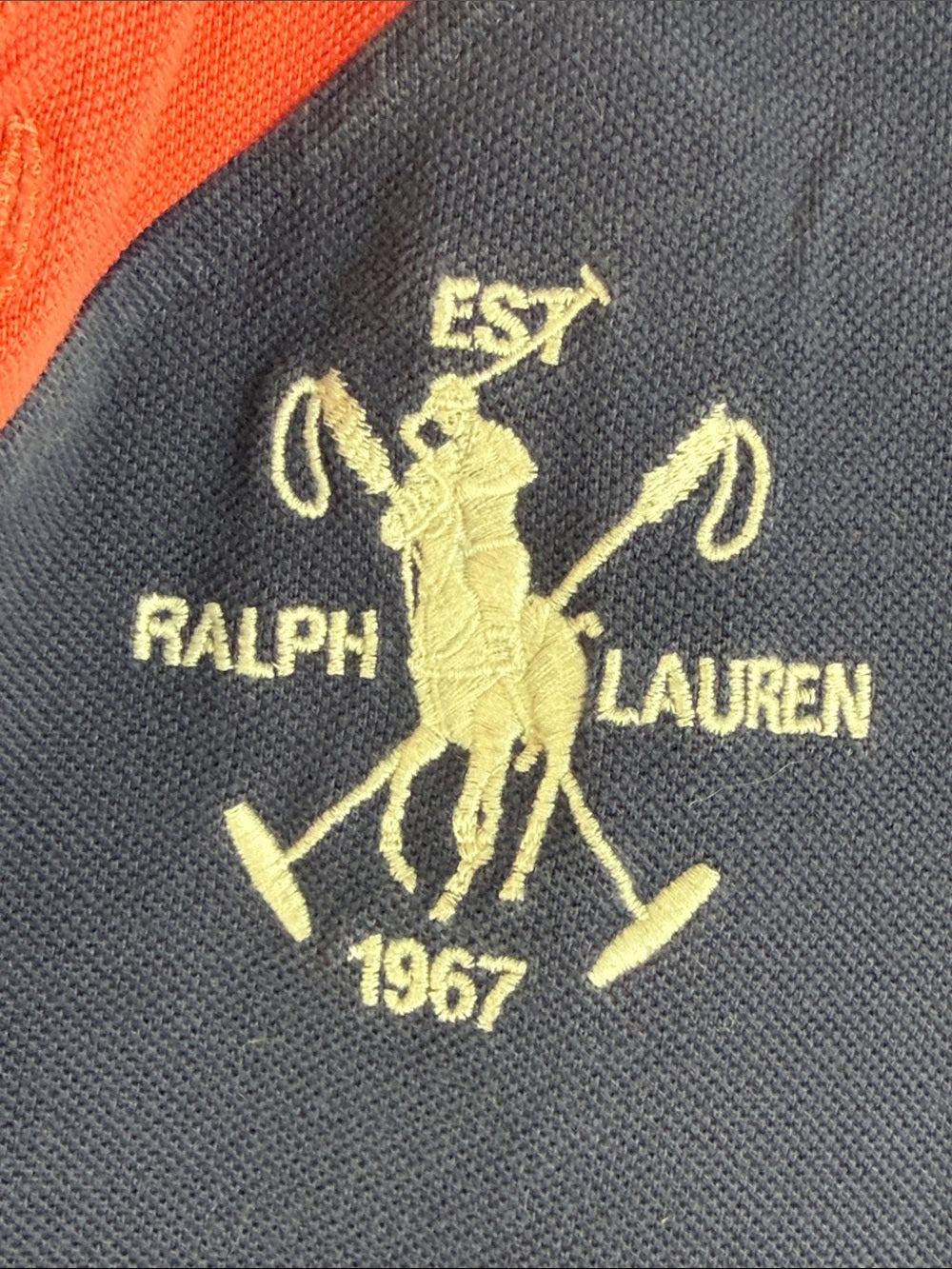 RALPH LAUREN Polo Dress Colorblock Coral Navy