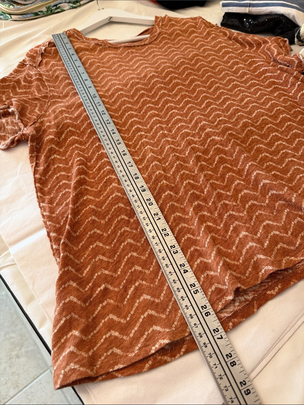 WE THE FREE Bali Backpacker Knit Tee Burnt Orange Chevron Oversized M