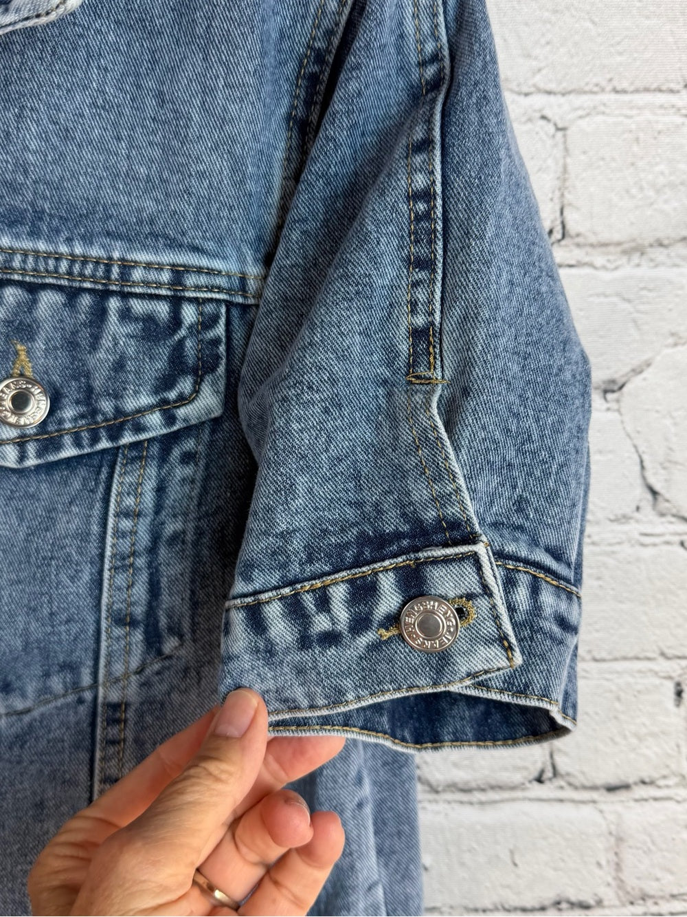 Cropped Denim Short-Sleeve Jacket | Y2K Streetwear | Button-Front Jean Jacket