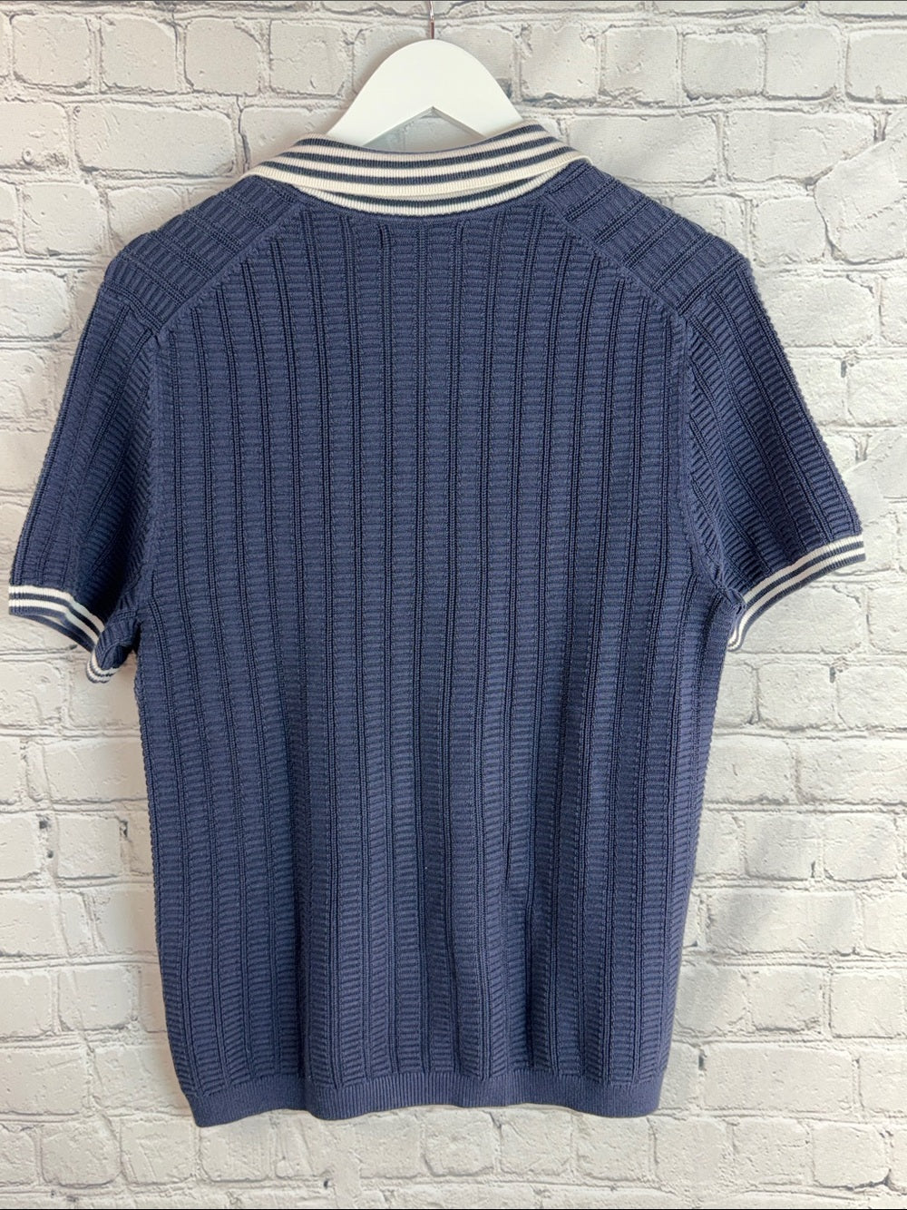 NAUTICA Knit Sweater Polo Johnny Collar Navy White Men’s S