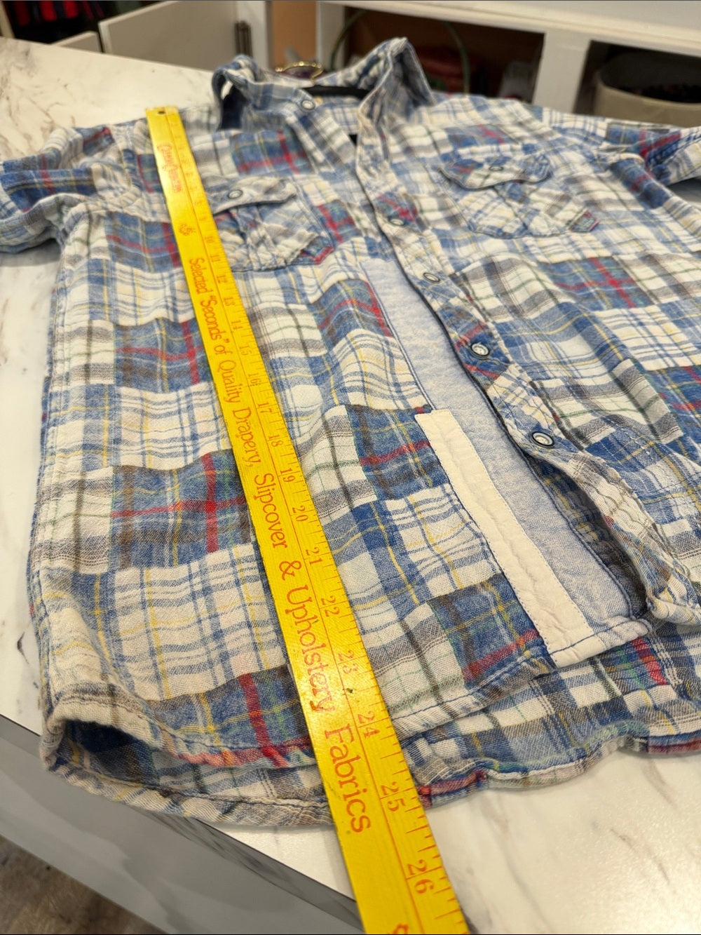 ARTISAN DE LUXE Patchwork Plaid Flannel Button Down Shirt Mens Small ADL