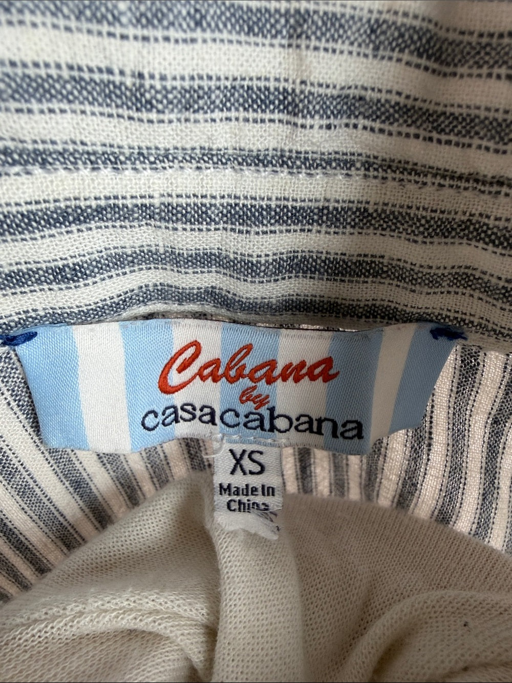 CABANA BY Casa Cabana Linen Blend Ivory & Blue Striped Shirt Dress | Coastal XS