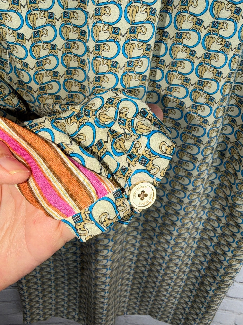 TORY BURCH Elephant Print Silk Shirtdress | Belted Shift Dress | 100% Silk | 4