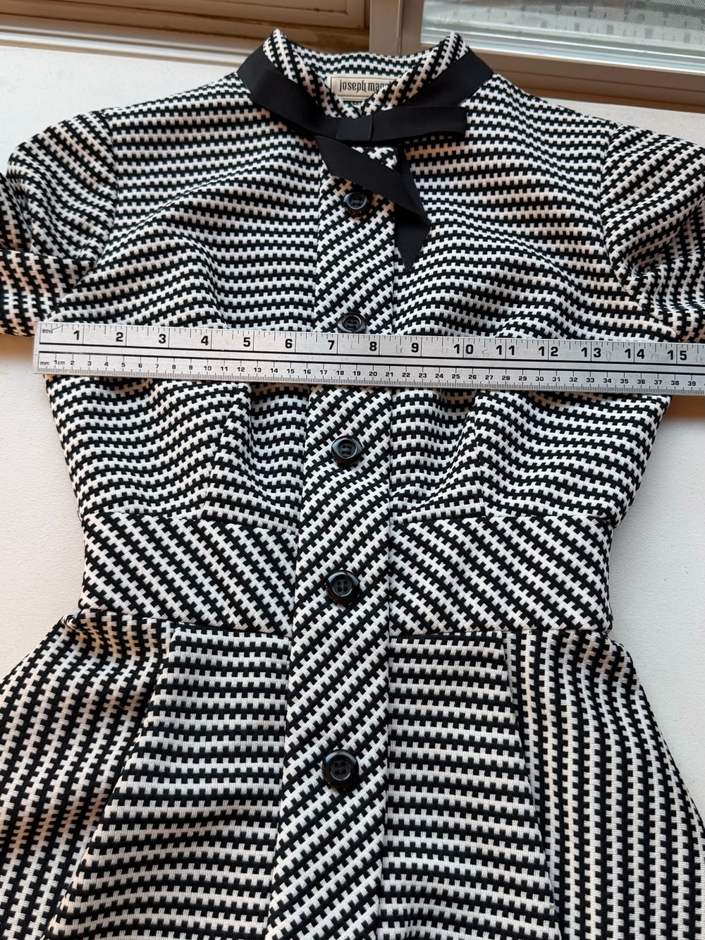 VINTAGE Jane Andre Classic Black and White Houndstooth Fit-and-Flare Dress XXS