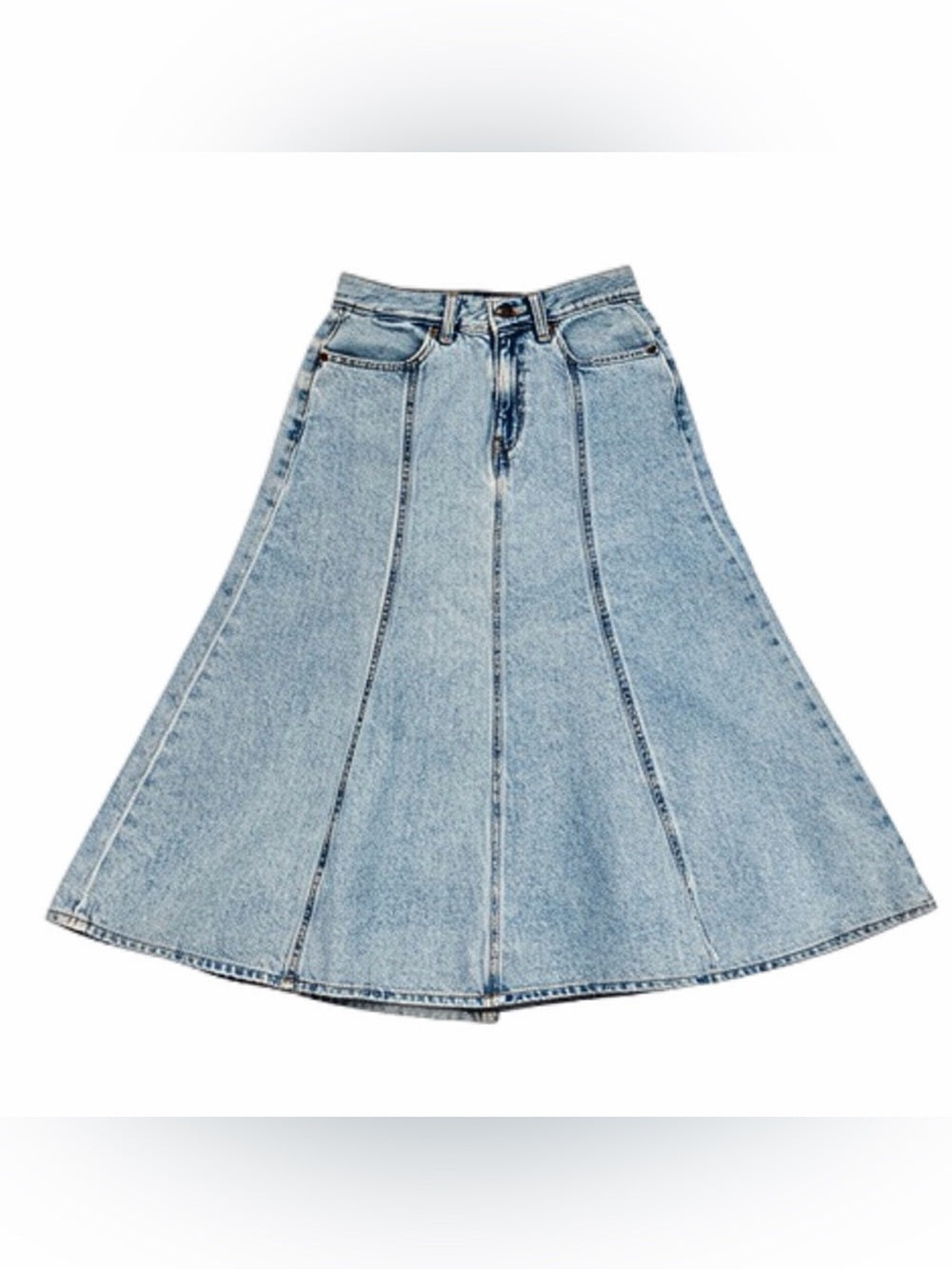 LEVI’S Fit & Flare Denim Skirt Light Blue A Line Paneled Size 27