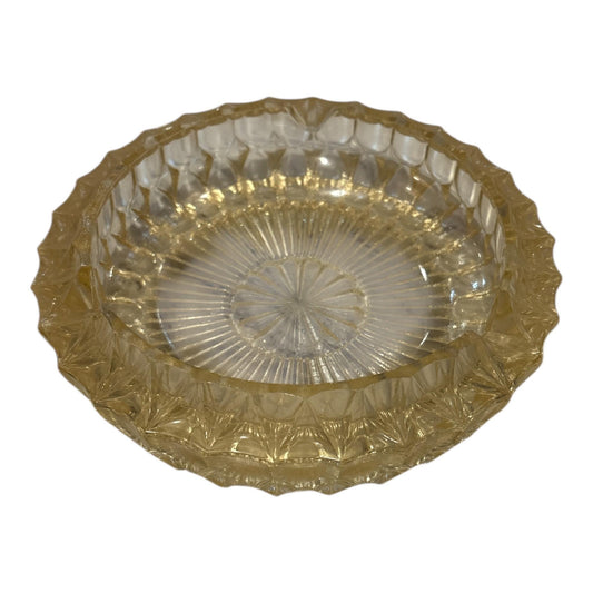 VINTAGE Amber Carnival Glass Ashtray | Mid-Century Pressed Glass Dish | Art Deco Sunburst | Retro Barware Decor