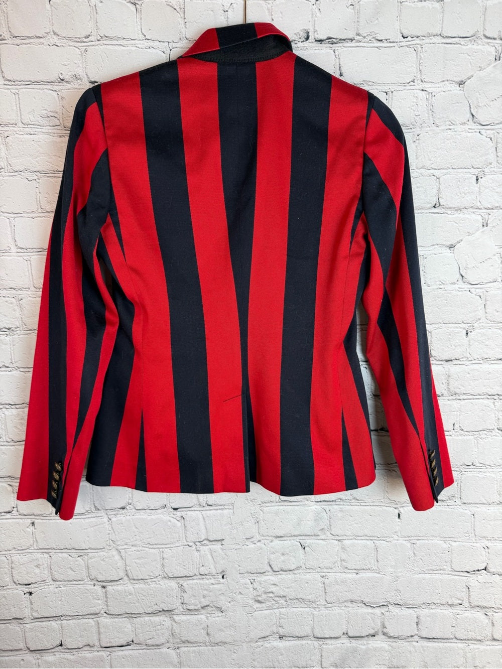 RALPH LAUREN Made in Italy Red Navy Stripe Blazer Jacket Size 2 Preppy