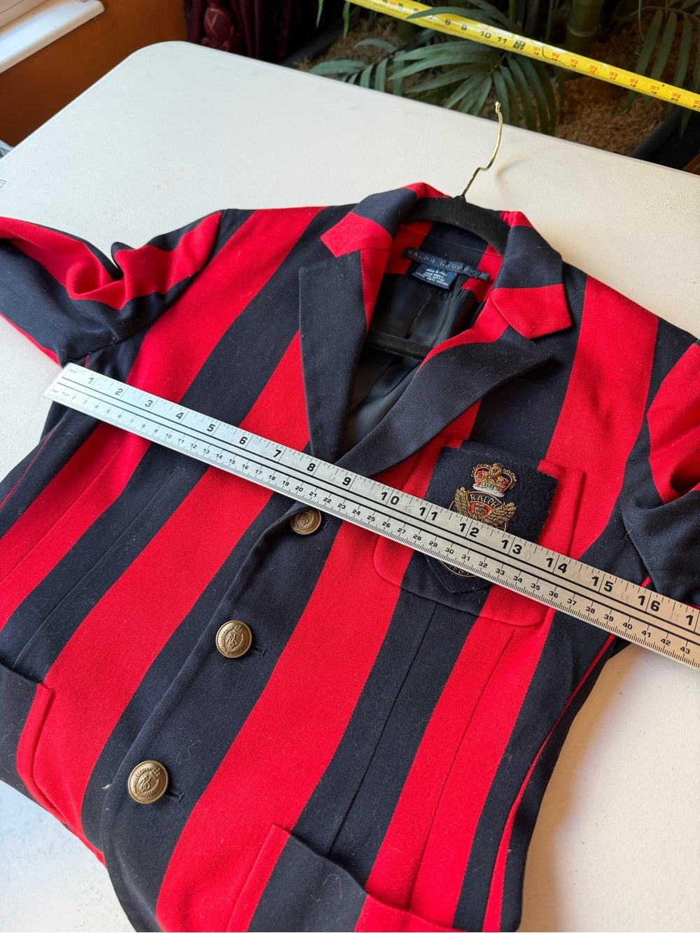 RALPH LAUREN Made in Italy Red Navy Stripe Blazer Jacket Size 2 Preppy