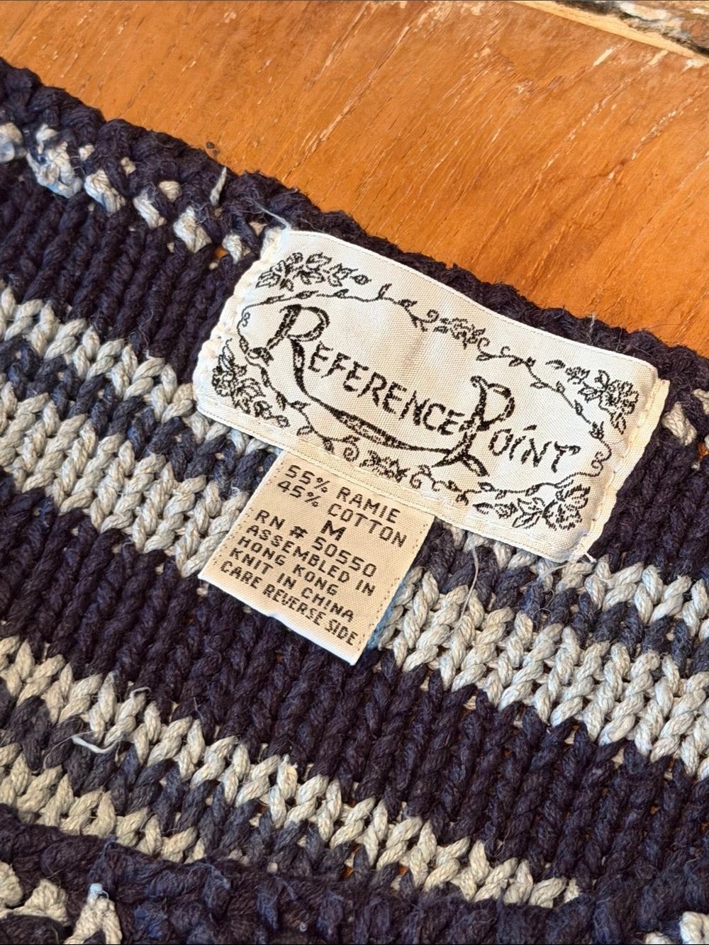 VINTAGE Patchwork Stripe Crewneck Sweater in Navy and Light Blue