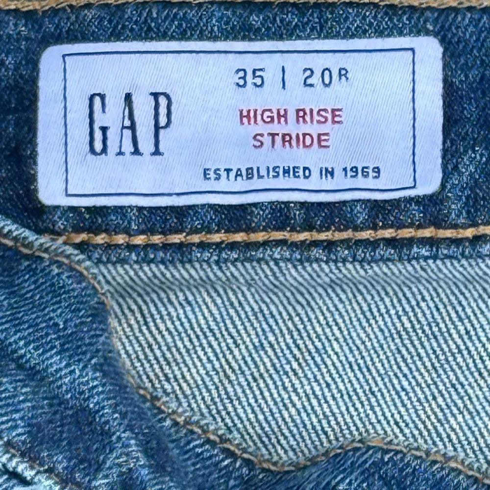 GAP Stride High Rise Wide Leg Jeans Dark Wash Denim 35x30
