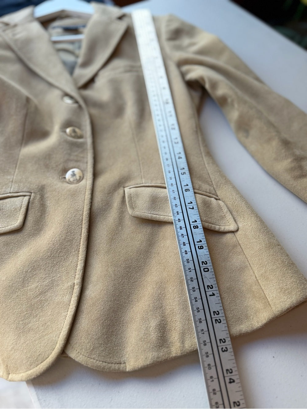 RALPH LAUREN Tan Suede Blazer Jacket Size 2 Equestrian Old Money Americana