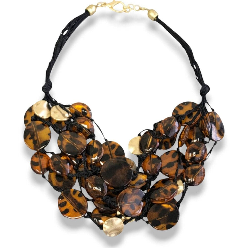 Chunky Tortoise Shell Necklace | Handmade Statement Jewelry