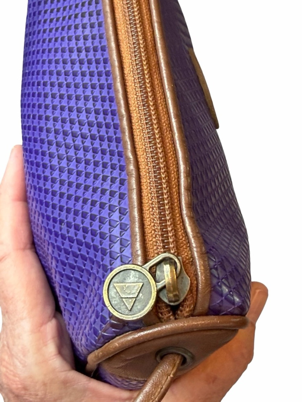 Vintage Liz Claiborne Purple Crossbody Bag Brown Trim 80s Style