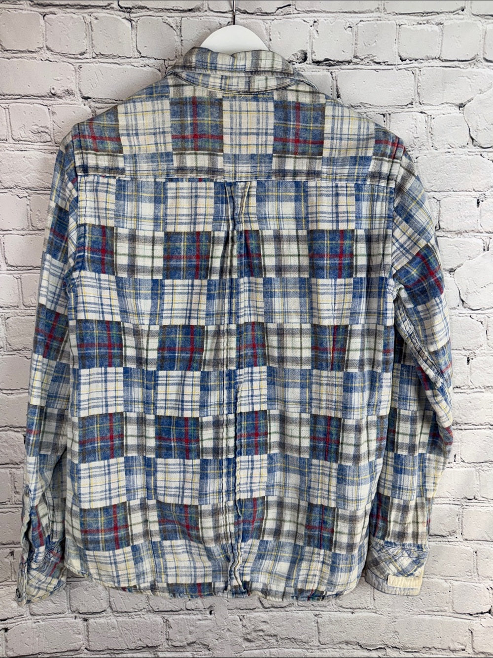 ARTISAN DE LUXE Patchwork Plaid Flannel Button Down Shirt Mens Small ADL