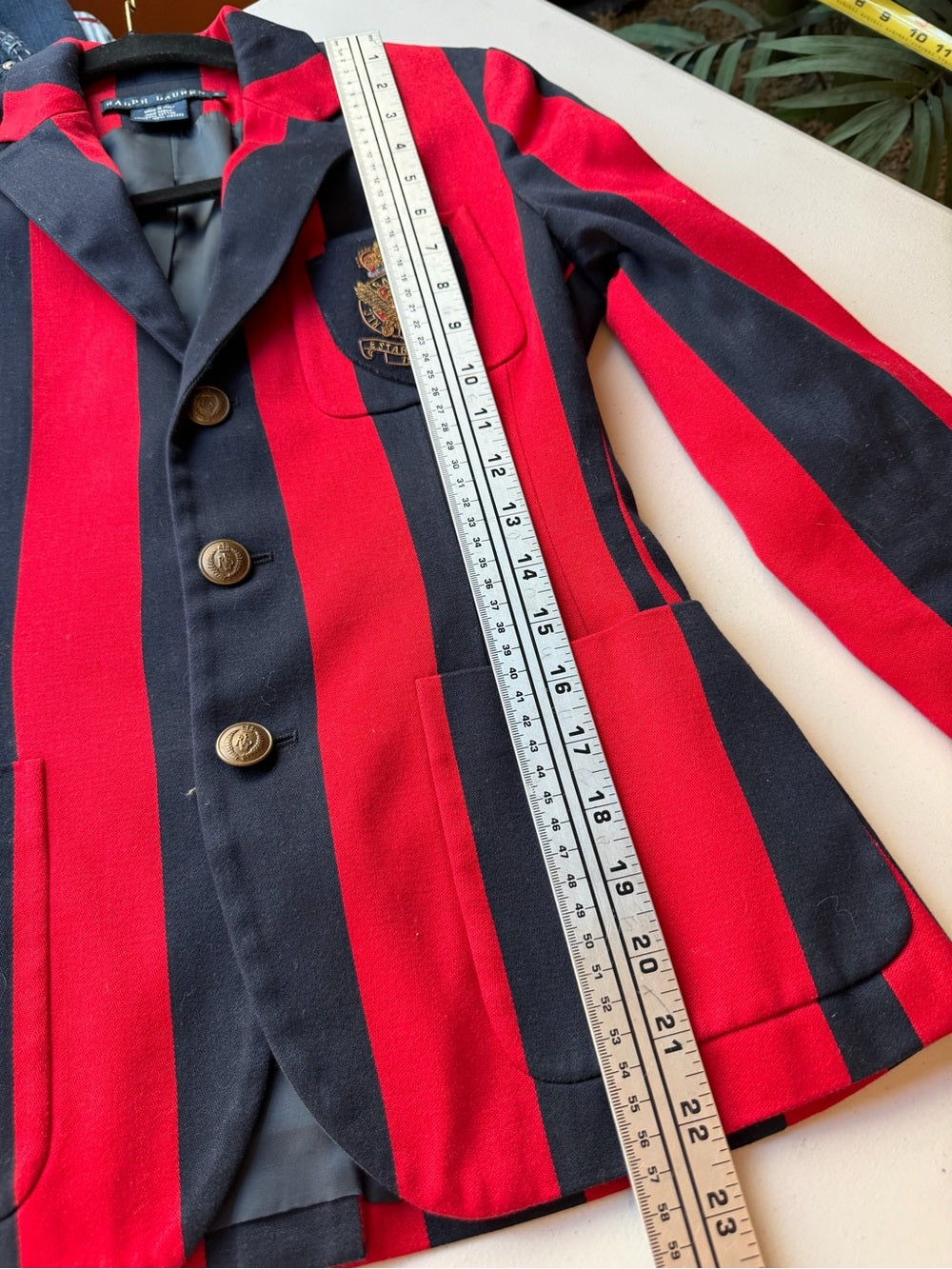 RALPH LAUREN Made in Italy Red Navy Stripe Blazer Jacket Size 2 Preppy