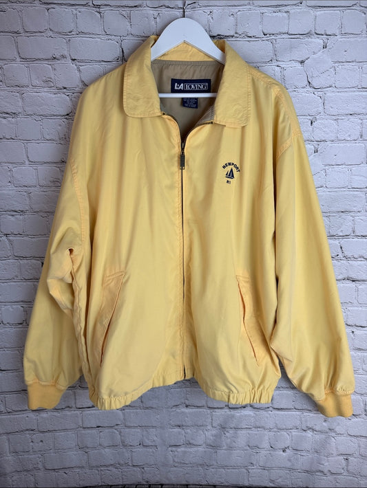 LA LOVING Vintage 1990s Newport Crest Zip Jacket Butter Yellow 2XL