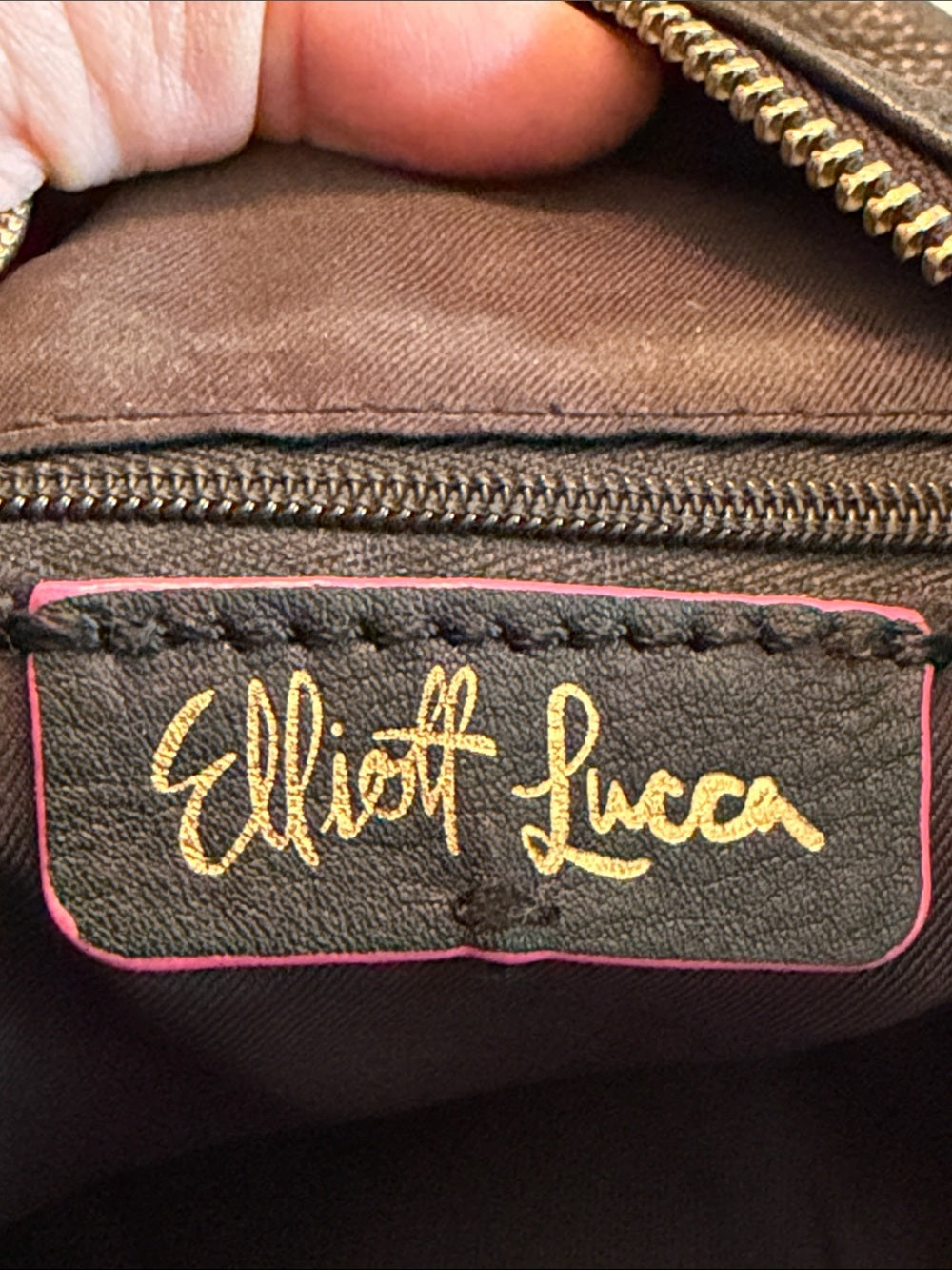 ELLIOTT LUCCA Black Leather GWEN Crossbody Bag Gold Hardware Messenger