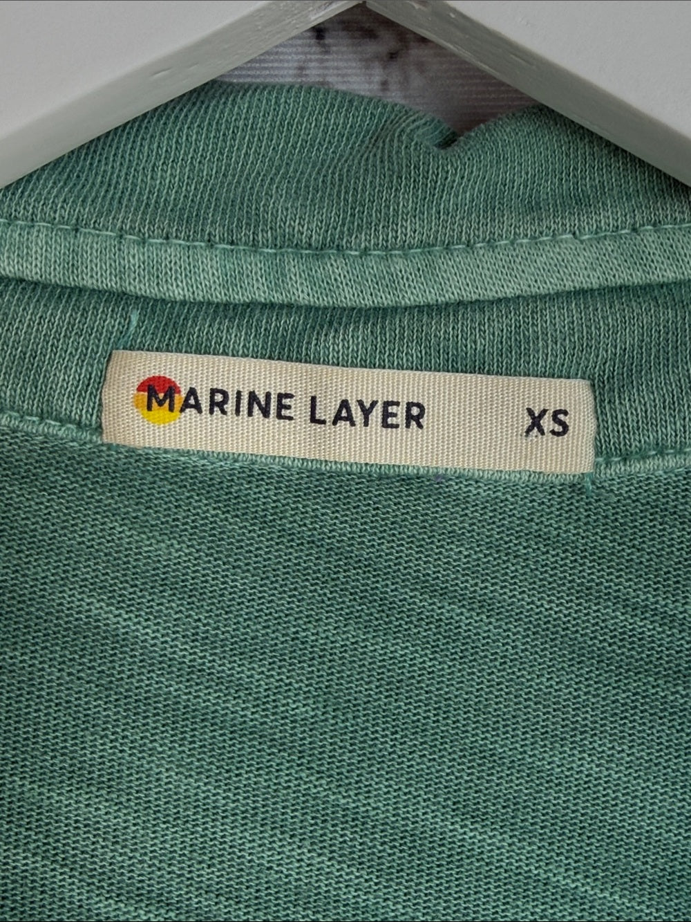 MARINE LAYER Washed Teal Slub Polo Tee XS