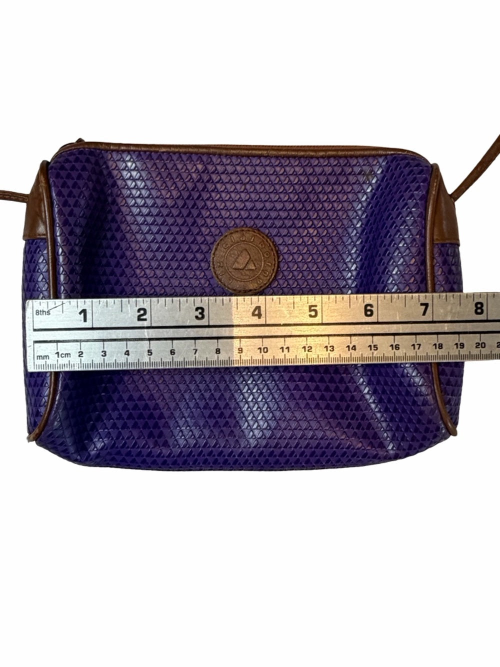 Vintage Liz Claiborne Purple Crossbody Bag Brown Trim 80s Style
