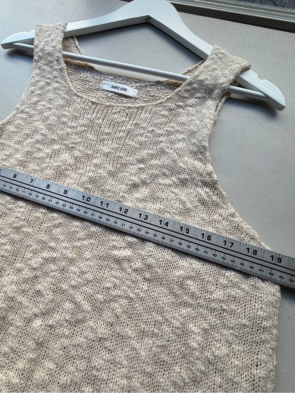 ANINE BING Cream Knit Tank Top Scoop Neck Minimalist Sleeveless XS