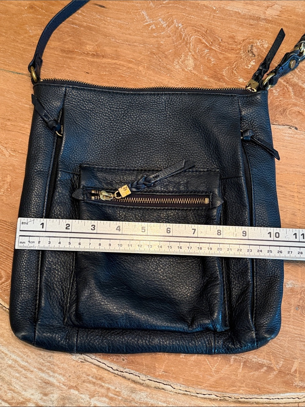 ELLIOTT LUCCA Black Leather GWEN Crossbody Bag Gold Hardware Messenger