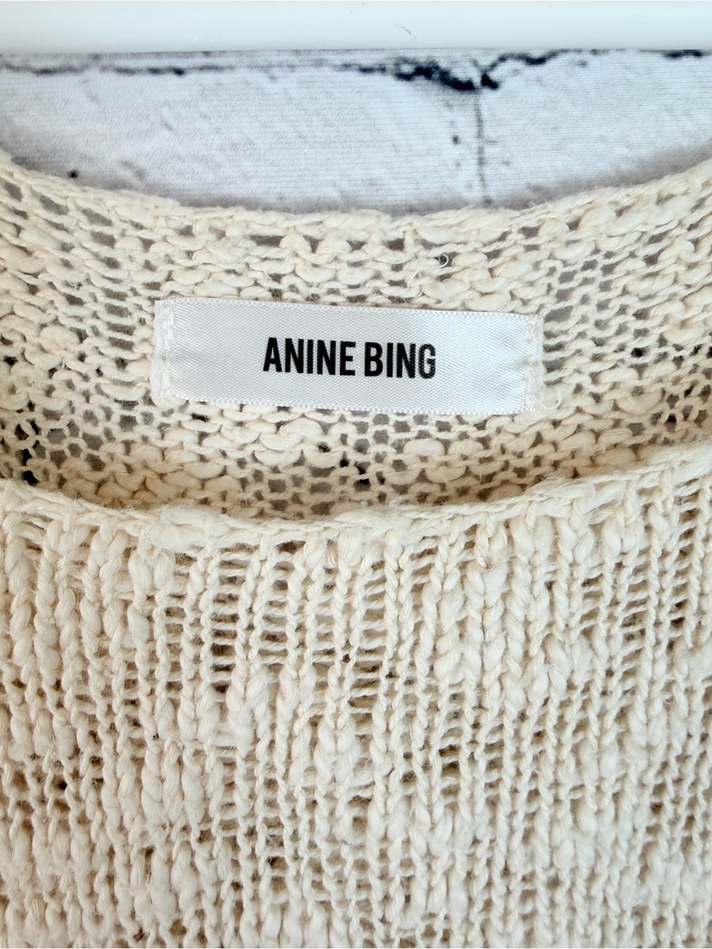 ANINE BING Cream Knit Tank Top Scoop Neck Minimalist Sleeveless XS