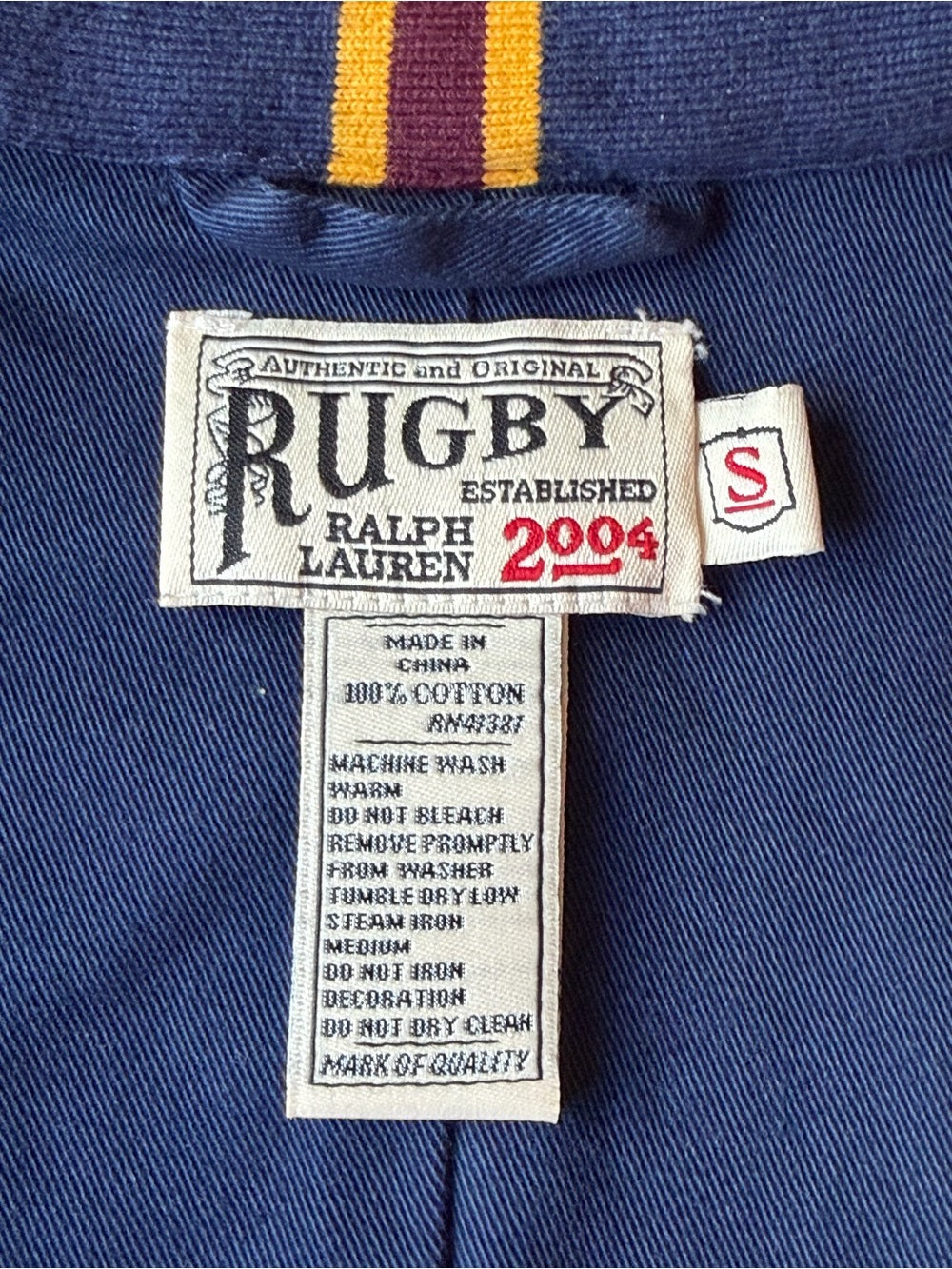 Rugby Ralph Lauren 2004 Crest Striped Knit Blazer Jacket Preppy Equestrian Sz S