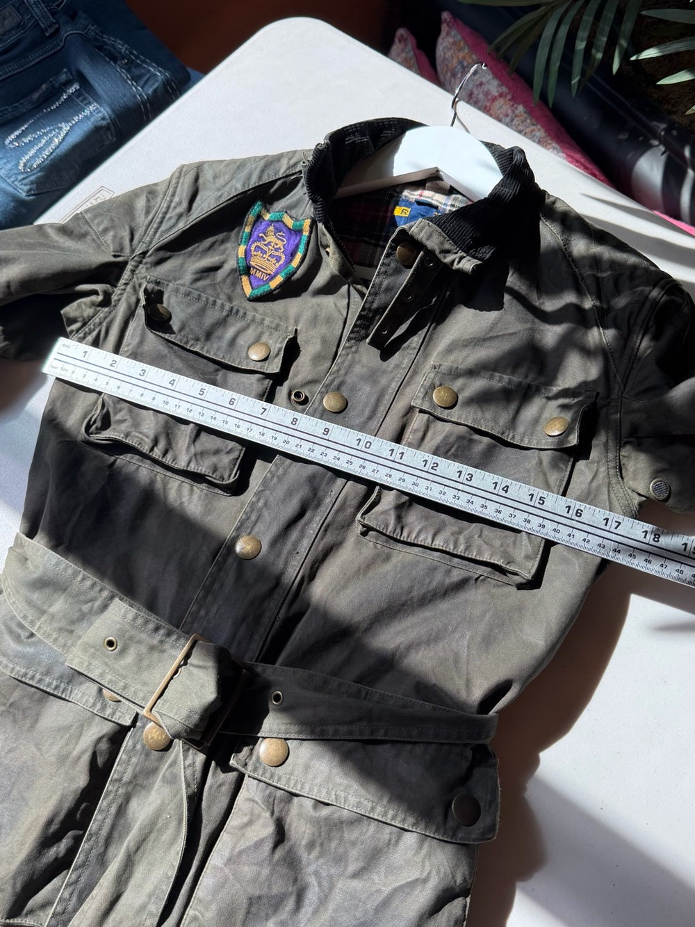 RALPH LAUREN RUGBY Olive Green Military Field Jacket with Belt S