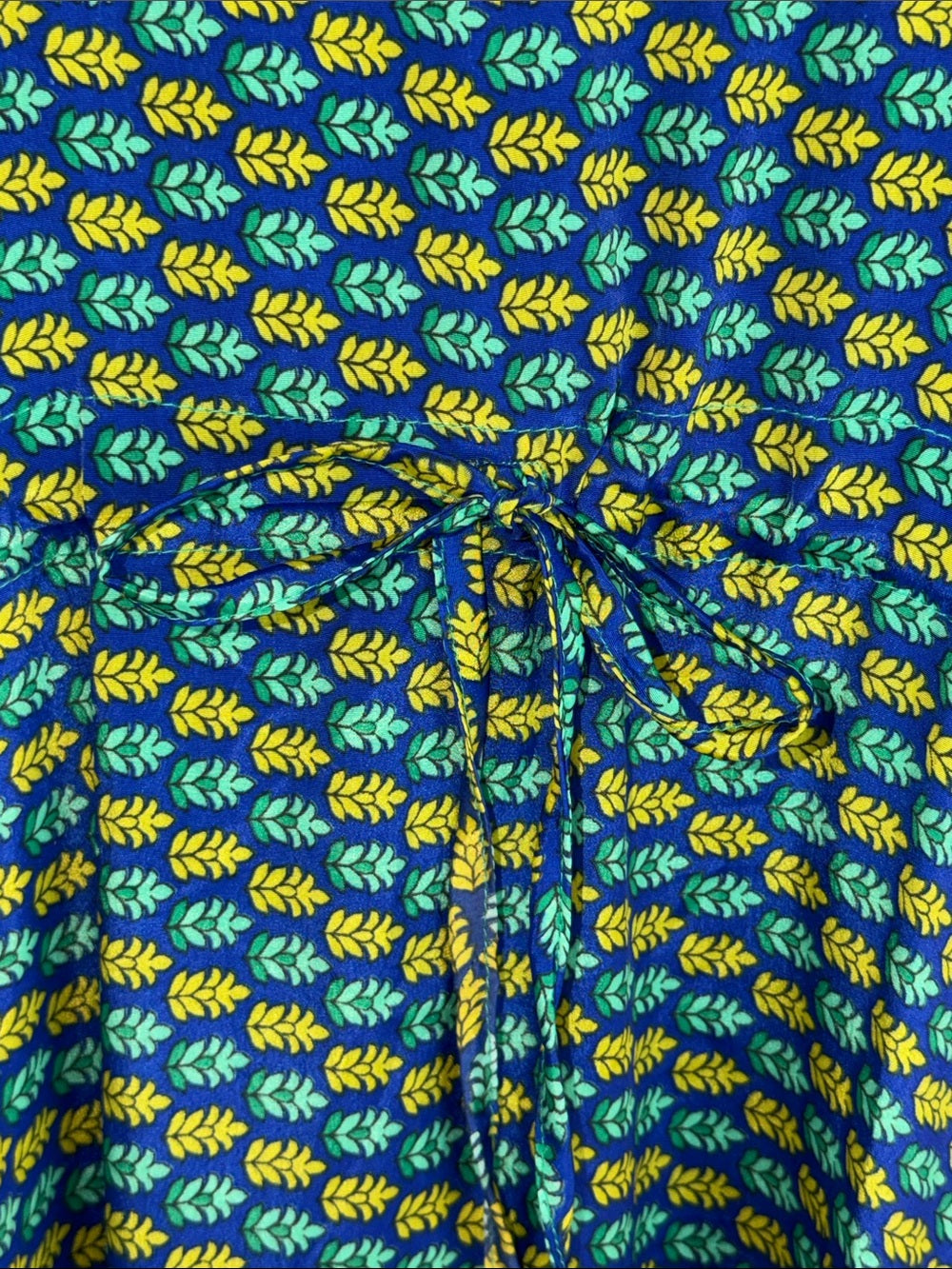 SOL LA VIE Boho Caftan Dress Blue Aqua Green Printed Resort Cover Up
